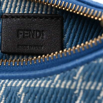Denim Effect Fabric Jacquard FF Nano Fendigraphy Hobo Charm Blue