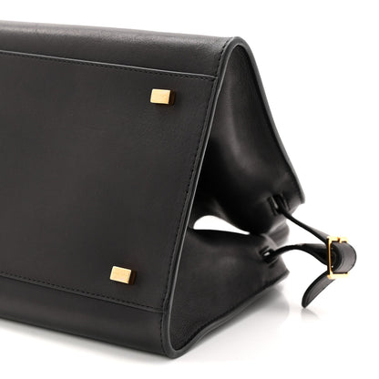 Polished Saddle Calfskin Soft Margaux 10 Bag Black