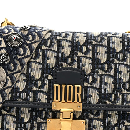 Oblique Small DiorAddict Flap Bag Navy Blue