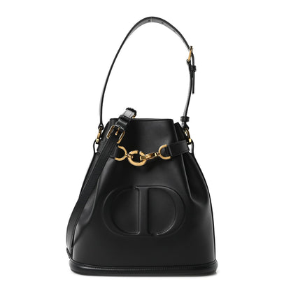 Calfskin CD Embossed Medium C'est Chain Bucket Bag Black