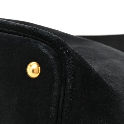 Suede Studded Bucket Bag Black
