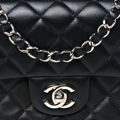 Lambskin Quilted Mini Rectangular Flap Black