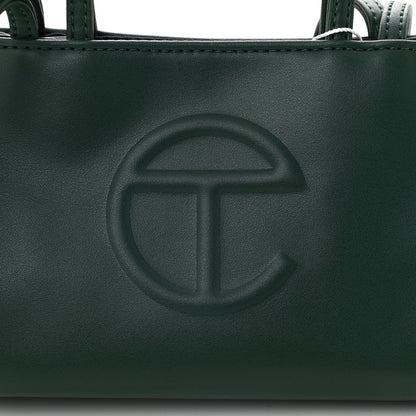 Vegan Leather Small Shopping Bag Dark Olive
