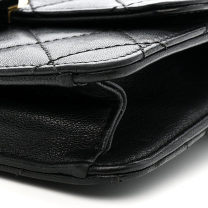 Sheepskin Quilted Mini Beauty Lock Flap Black