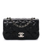 Lambskin Quilted Extra Mini Rectangular Flap Black
