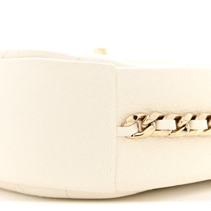 Goatskin Quilted Small Casual Trip Camera Case White