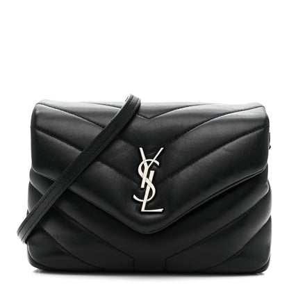 Calfskin Y Quilted Monogram Toy Loulou Crossbody Bag Black
