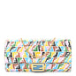 X SARAH COLEMAN Vitello Liberty Ceylon Micro FF Fish Eye Embossed Continental Envelope Wallet On Chain Multicolor Cyber Blue