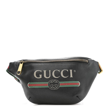Grained Calfskin Small Logo Belt Bag Black
