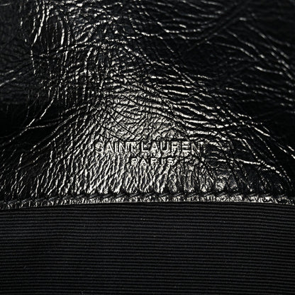 Crinkled Calfskin Matelasse Monogram Baby Niki Chain Satchel Black