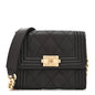 Caviar Quilted Boy Card Holder On Chain Black