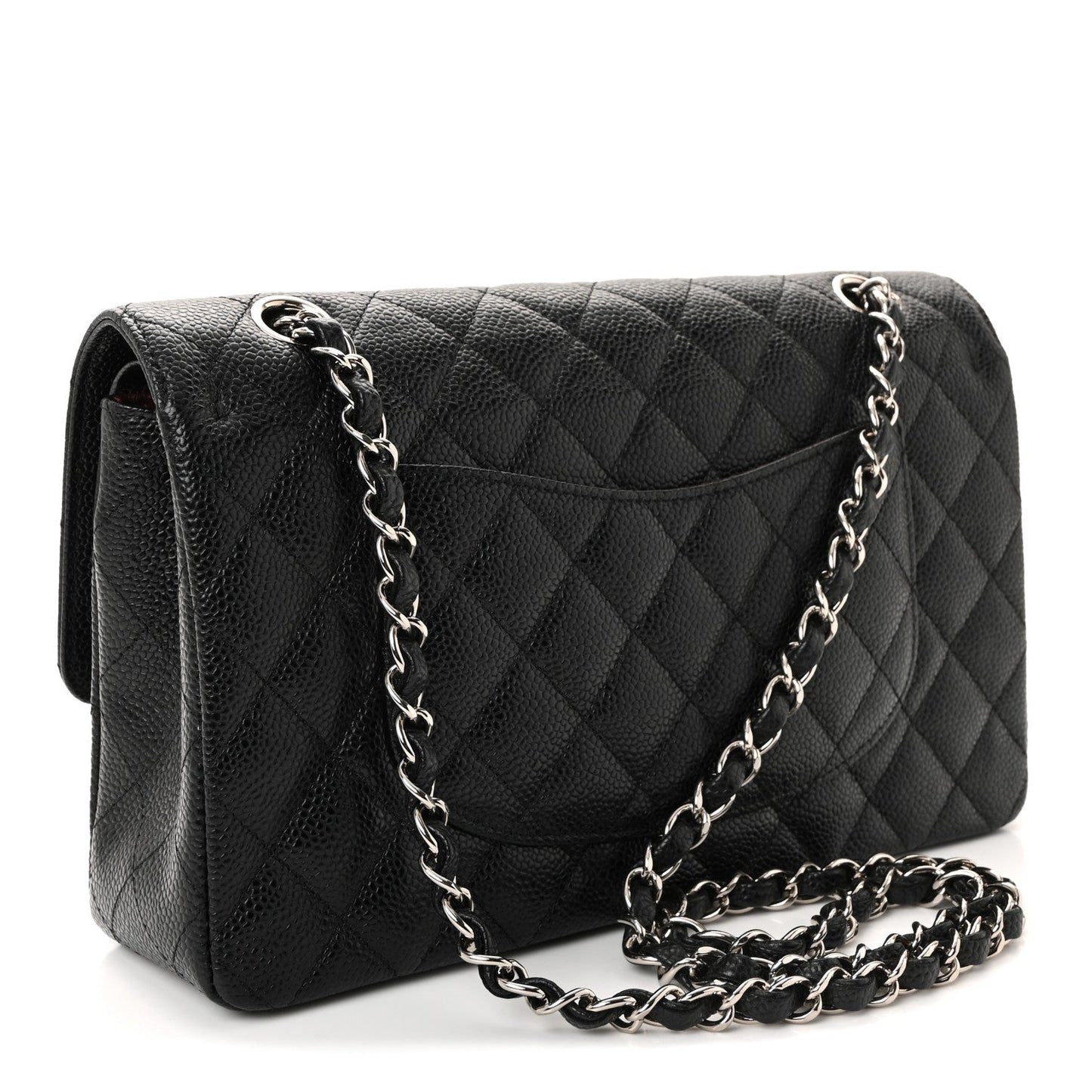 Caviar Quilted Medium Double Flap Black