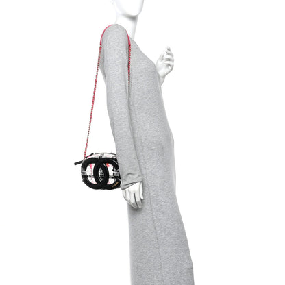 Tweed Lambskin Quilted Coco Midnight Camera Case White Black Multicolor