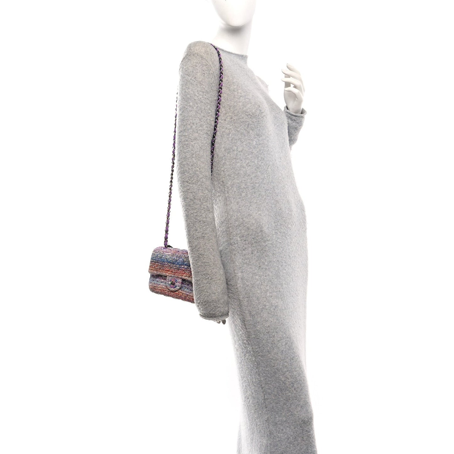 Tweed Quilted Mini Rectangular Flap Blue Pink Orange