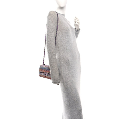 Tweed Quilted Mini Rectangular Flap Blue Pink Orange