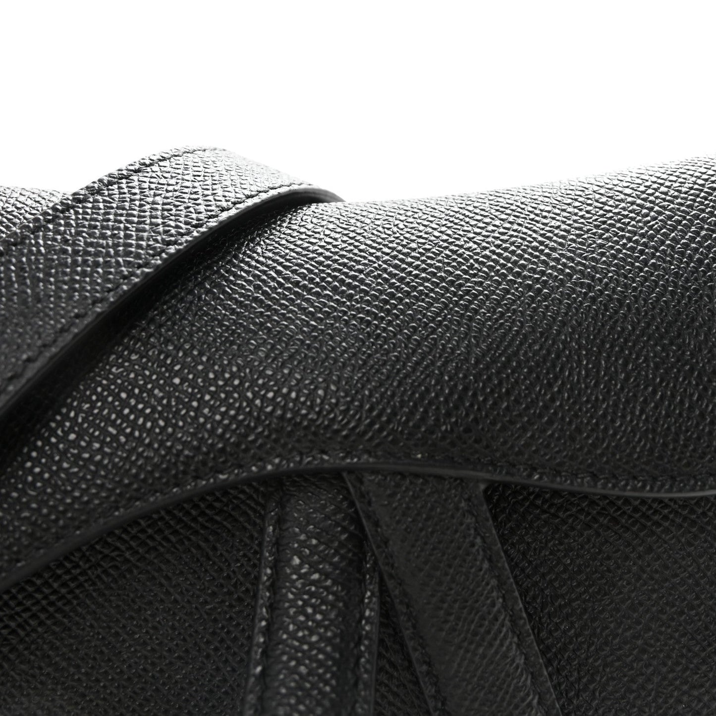 Grained Calfskin Mini Saddle Bag With Strap Black