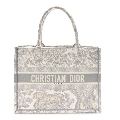 Canvas Embroidered Medium Dioriviera Toile De Jouy Book Tote Gray