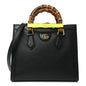 Calfskin Small Diana Tote Bag Black Yellow Fluo