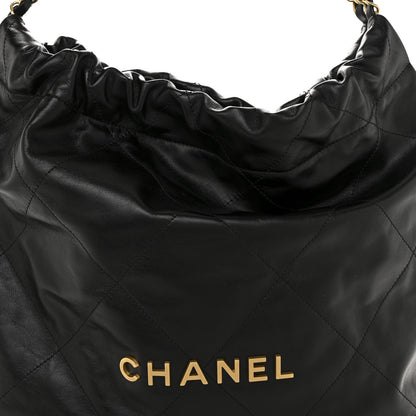 Shiny Calfskin Quilted Chanel 22 Black