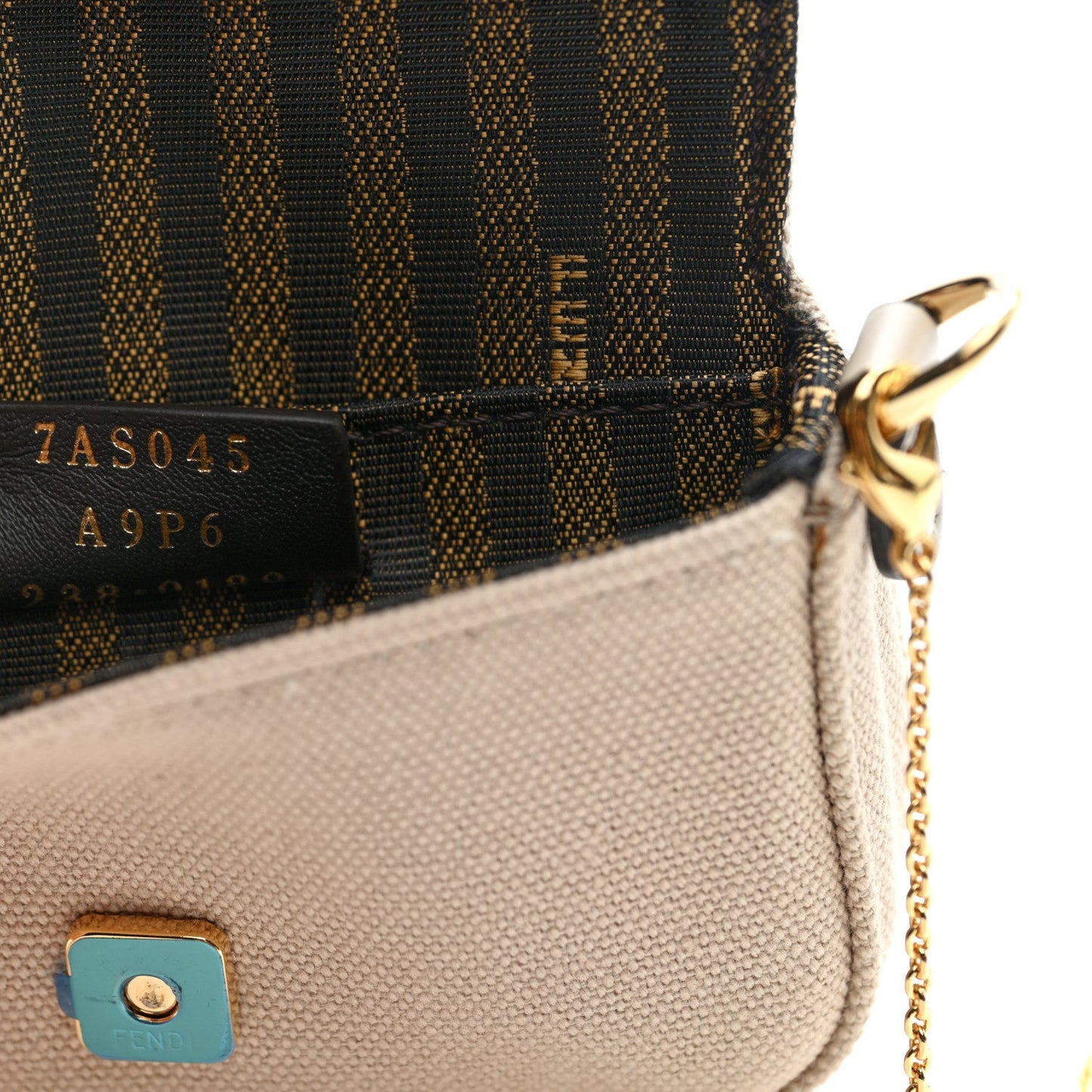 Canvas Vitello King FF Embroidered Nano Maxi Buckle Baguette Charm Nuvola