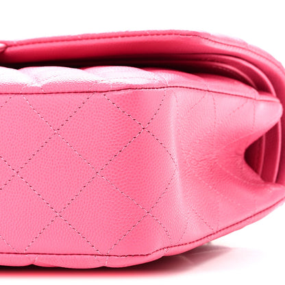 Caviar Quilted Medium Double Flap Pink