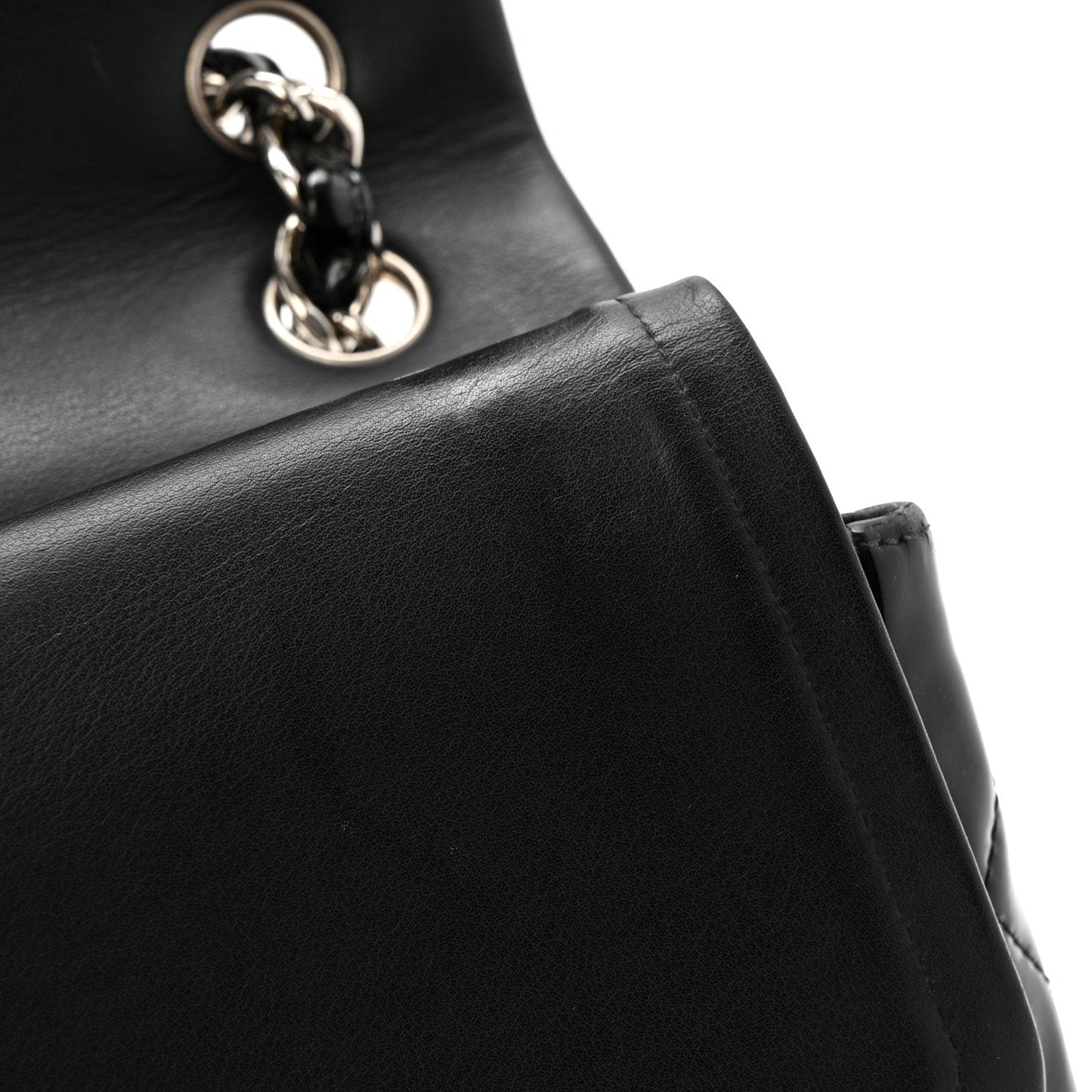 Patent Quilted Jumbo Double Flap Black