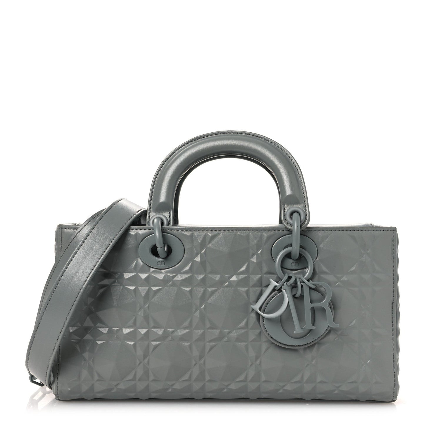 Calfskin Cannage Diamond Medium Lady D-Joy Grey