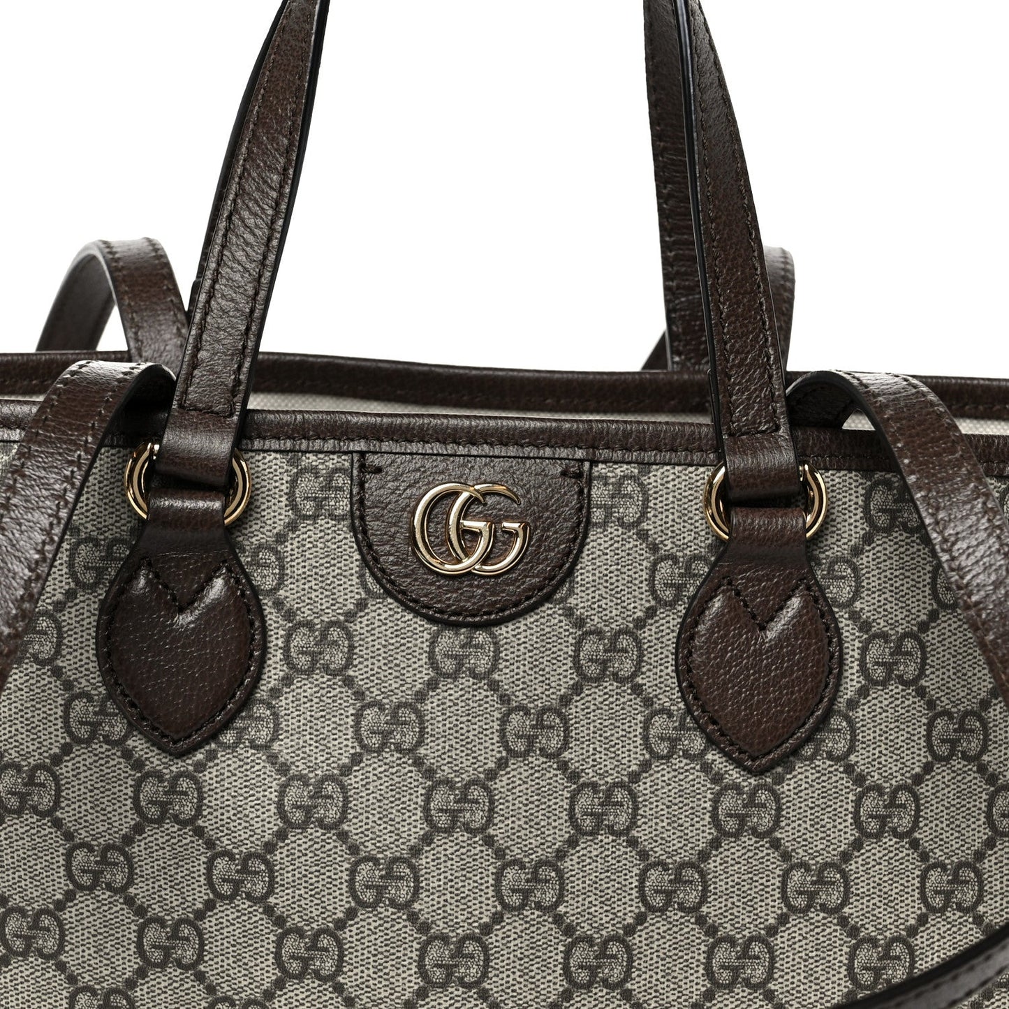GG Supreme Monogram Textured Calfskin Small Ophidia Shoulder Tote Bag Beige Ebony New Acero