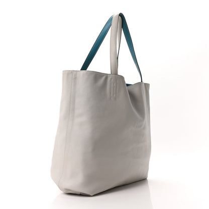 Veau Sikkim Double Sens 36 Reversible Tote Turquoise Gris Perle