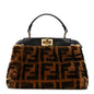 Shearling Nappa Macro FF 1974 Mini Peekaboo Iconic Satchel Tobacco Black