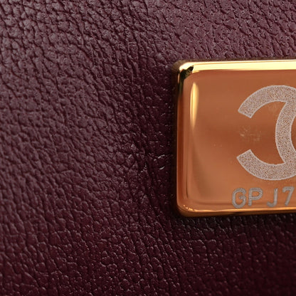 Lambskin Quilted Medium Double Flap Burgundy