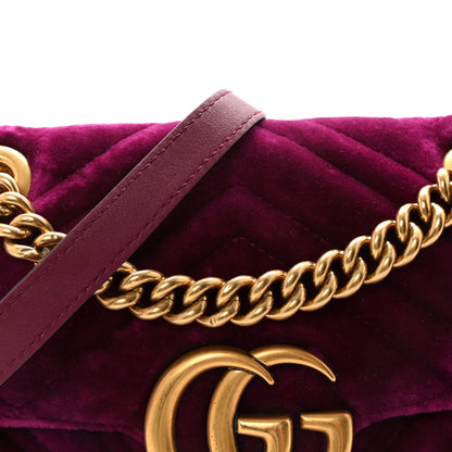 Velvet Matelasse Mini GG Marmont Shoulder Bag Fuchsia Violet Cyclamen
