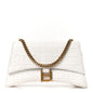 Calfskin Crocodile Small Crush Chain Bag White