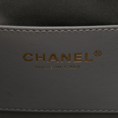 Metallic Crumpled Calfskin Quilted Small Chanel 25 Handbag Silvery