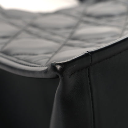Calfskin Macro Cannage Medium Book Tote Black