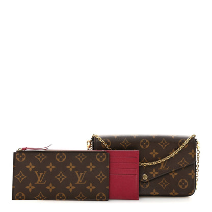 Monogram Pochette Felicie Chain Wallet Fuchsia
