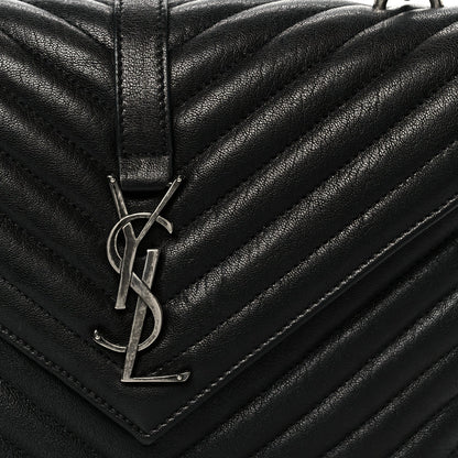 Sheepskin Matelasse Chevron Monogram Medium College Bag