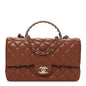 Lambskin Quilted Medium Crystal Top Handle Rectangular Flap Brown