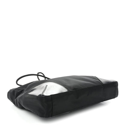Tessuto Nylon Calfskin Shopping Tote Black