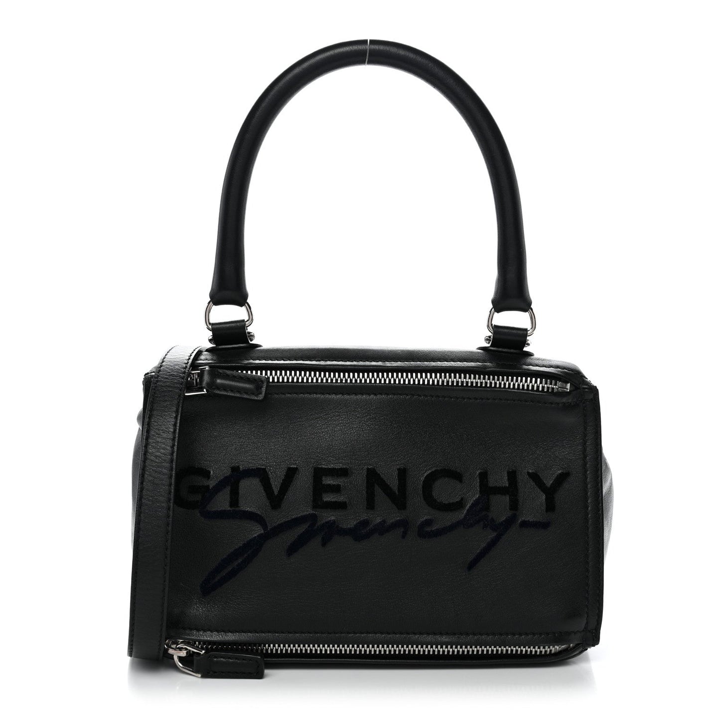 Sugar Goatskin Velvet Logo Small Pandora Black