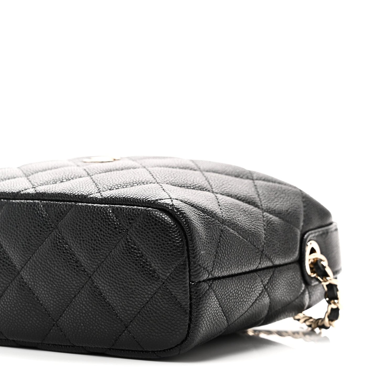 Caviar Quilted Hobo Clutch With Chain Black