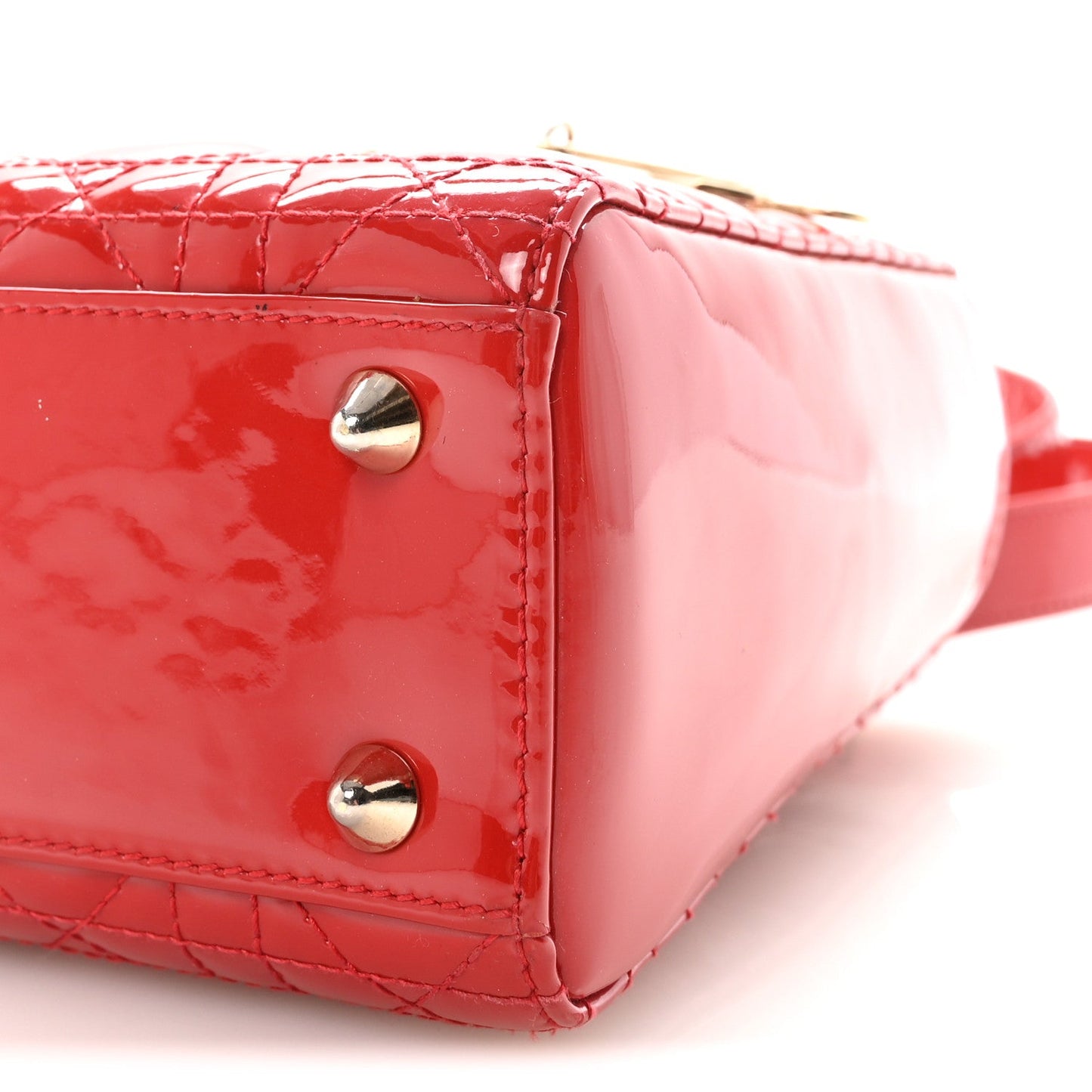 Patent Cannage Small Lady Dior Red