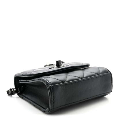 Lambskin Quilted Mini Trendy CC Chain Wallet So Black