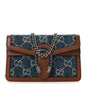 New Denim GG Monogram Dollar Calfskin Enamel Super Mini Dionysus Shoulder Bag Blue Tea Cuir Epilog Electric Blue
