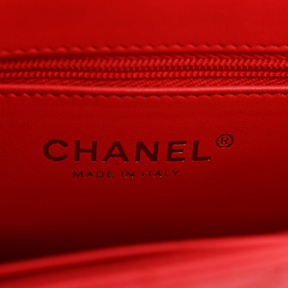 Shiny Aged Calfskin Quilted Nano Kelly Shopper Red