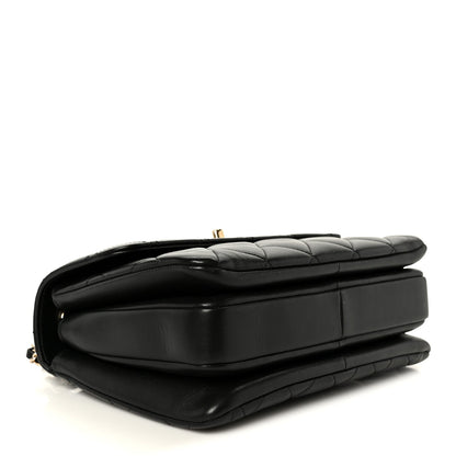 Lambskin Quilted Small Trendy CC Dual Handle Flap Bag Black