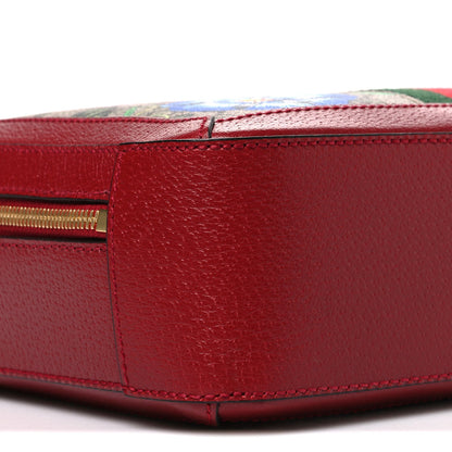 GG Supreme Monogram Flora Web Small Ophidia Top Handle Shoulder Bag Hibiscus Red
