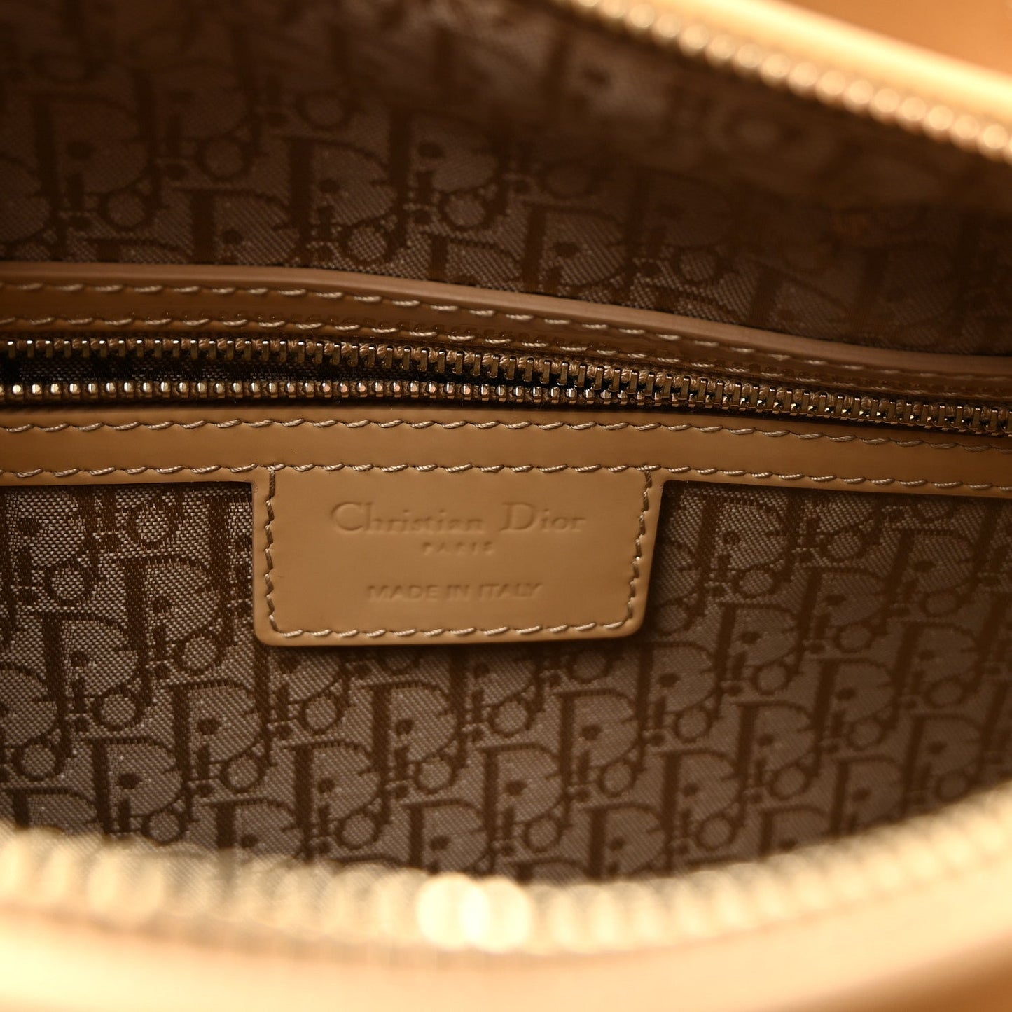 Patent Cannage Large Lady Dior Dark Beige