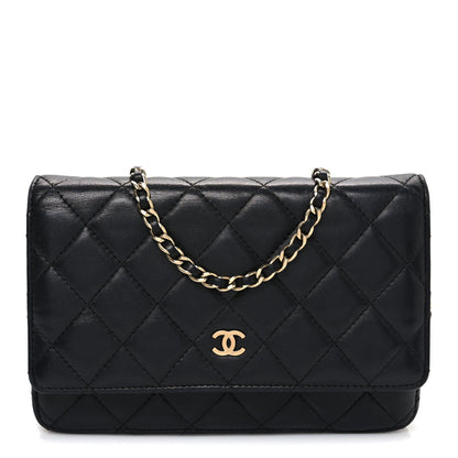 Lambskin Quilted Wallet On Chain WOC Black