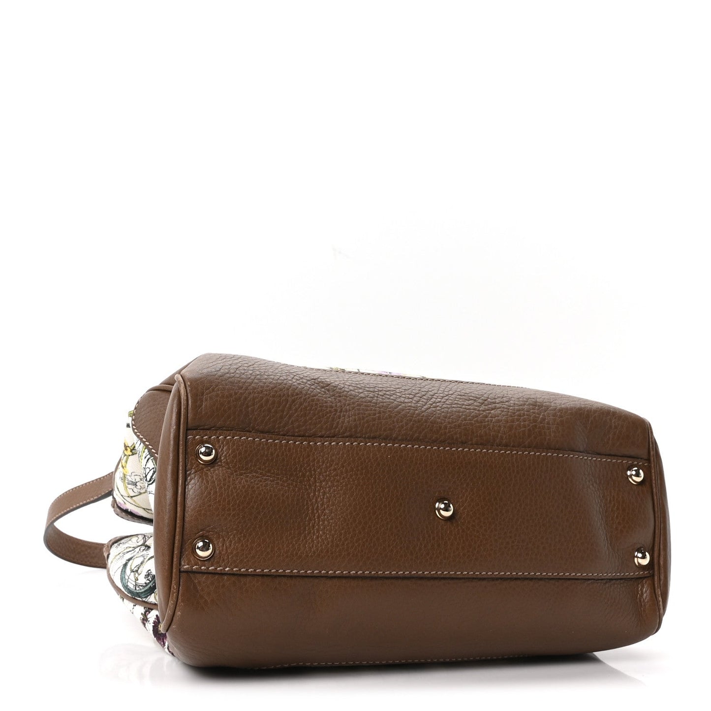 Canvas Floral Small Diana Bamboo Handle Bag Brown